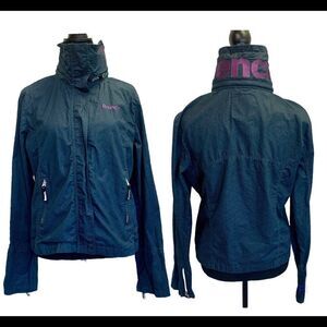Bench Navy blue purple detail hooded barbeque jacket Sz XL